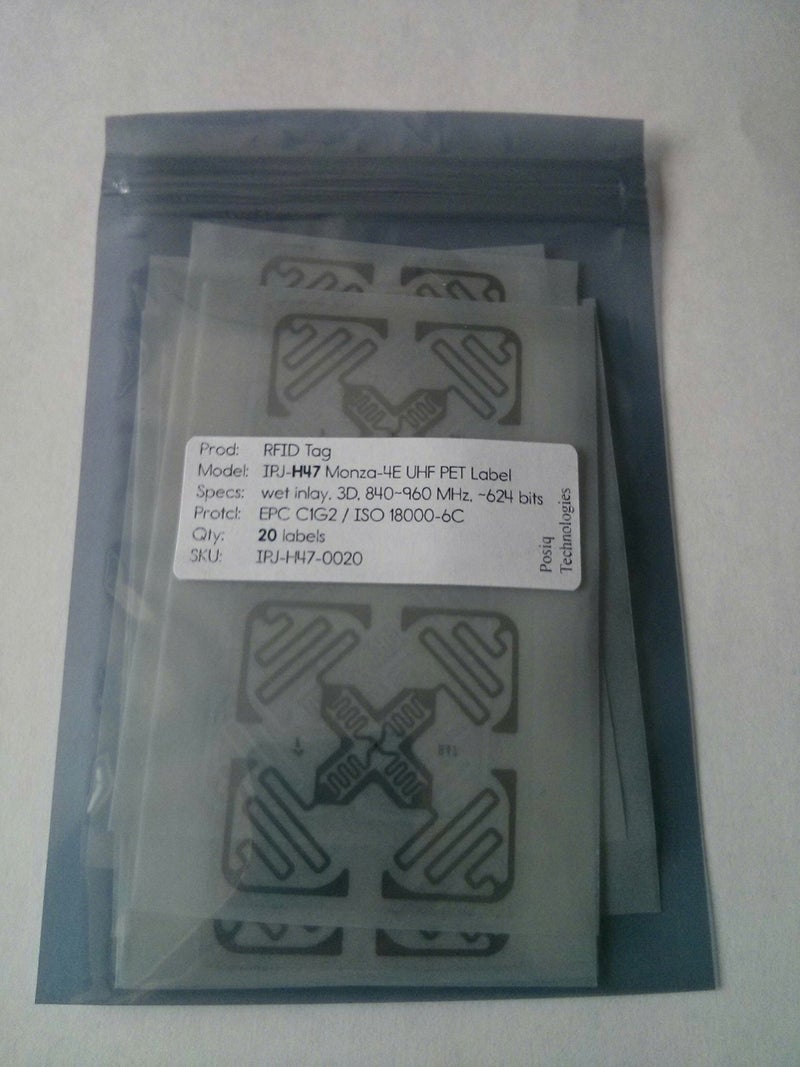 YARONGTECH UHF RFID Tag Impinj H47 True 3D Sticker 860-960MHZ Monza 4 915M EPC C1G2 ISO18000-6C can be Used to RFID tag and Label (Pack of 20) - Image 1